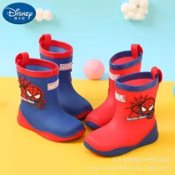 Резиновые непромокаемые ботинки для мальчиков и девочек, Нескользящие, от дождя, студенческие сапоги «Человек-паук», «София», Disney