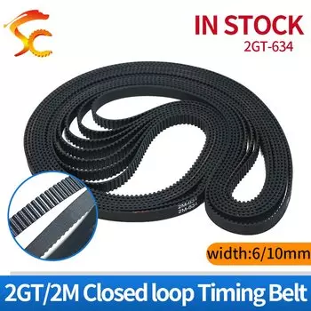 Резиновый ремень с замкнутой петлей для 3D принтера, 2 ГТ/2 м-63, 4-6/10 мм, зубцы 317, длина 634 мм, ширина 6/10 мм