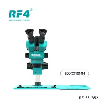 RF4-55PM-B52 трехнокулярный стереомикроскоп с новым фокусом и большой многофункциональной силиконовой накладкой, верстак для ремонта припоя микросхем