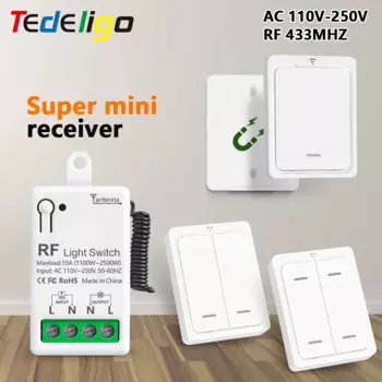 Беспроводной выключатель света Tedeligo 433 МГц 1/2/4 Gang