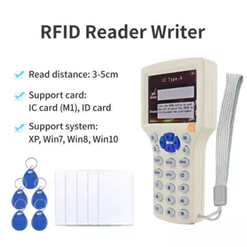 RFID-считыватель, записывающее устройство, копировальное устройство, Дубликатор IC/ID, английский, 10-частотный считыватель для 125 кГц, 13,56 МГц, семейный Дубликатор с USB-кабелем