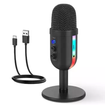 RGB игровой микрофон для ПК, компьютерная запись, USB конденсаторный микрофон, подкастеры, могут быть влияющими, геймеры, Студийный микрофон, простой в использовании