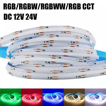 RGB RGBW RGBWW RGBCCT COB Светодиодная лента 12 В 24 В 840 784 светодиодов/M Гибкая яркая безточечная светодиодная лента Диод Гибкая лента