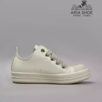Ricks Ретро Стиль Толстые Шнурки Слоновой Кости Белый Коровья Кожаная Обувь Мужчины Owens Низкие Повседневные Туфли Женщины RO Высококачественные Кроссовки