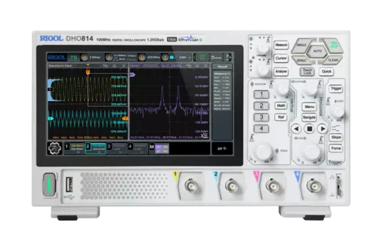 RIGOL DHO802, DHO804, DHO812, DHO814 Суперлегкий цифровой осциллограф, 2/4-канальный 70/100 МГц, 12 бит, 1,25 Гвыб./с, глубина 25 МПа