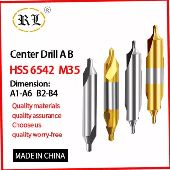 Спиральное сверло типа А B, 60 градусов, кобальт M35, центральное сверло из нержавеющей стали с защитным конусом 1-6 мм