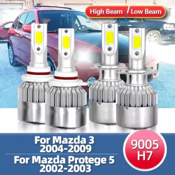 Roadsun 4 шт. передние фары для Mazda 3 2004 2005 2006 2007 2008 2009 подходят для Protege 5 2002 2003 светодиодный лампы для фар 9005 H7
