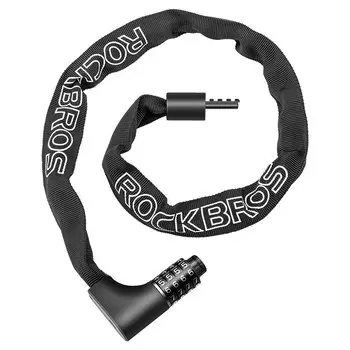 ROCKBROS Мотоциклетный замок Замок из цинкового сплава Велосипедный замок для электронного велосипеда Велосипедная цепь Противоугонный ключ с паролем Двойной замок Смелая цепь Moto Lock