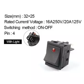 Рокер-выключатель 32x25 мм 4-контактный DIY YOU