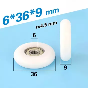 Роликовый подшипник с пластиковой дугой 626ZZ 6*36*9 мм, нейлоновый шкив, направляющее колесо, размер отверстия 6 мм, диаметр 36 мм