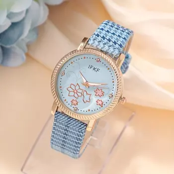 Романтические часы с цветущим цветком, минималистичные круглые кварцевые часы, женские наручные часы под платье