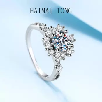 Романтические ювелирные изделия, Платиновый цветок PT950, бриллиант VVS1 D, цвет 0,5/1CT, Муассанит, обручальное кольцо с изменяемым размером, Женское кольцо с сертификатом