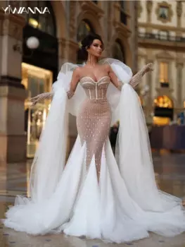 Романтическое платье для выпускного вечера с вырезом сердечком, блестящее вечернее платье с кристаллами и бисером, сексуальное длинное коктейльное платье русалки по индивидуальному заказу Robe De Marie