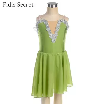 Романтическое шифоновое платье Moss Green с крыльями для девушек, одежда для выступлений на сцене, балерины, танцевальные костюмы с орнаментом