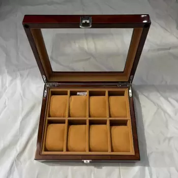 Роскошная деревянная шкатулка для хранения наручных часов, органайзер с 8 ячейками для путешествий, коллекционная Подарочная коробка для ювелирных изделий