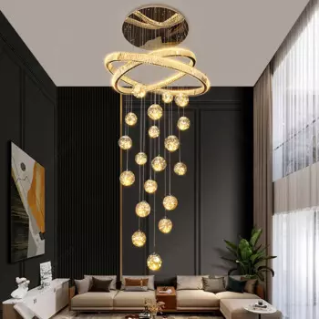 Роскошная хрустальная люстра с высоким потолком, маленькая люстра для домашнего зала, круглая лампочка, стиль 2024, классическая люстра