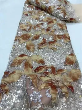 Роскошная кружевная ткань с африканскими бусинами, французская Тюлевая кружевная вышивка, блестки для вечернего платья, высококачественное вечернее платье