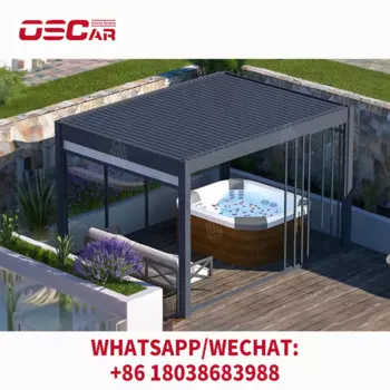 Роскошная крыша жалюзи для отеля, садовая мебель, тень, крыша патио, водонепроницаемая Солнечная жалюза, беседка 4X3, наружное искусственное кресло