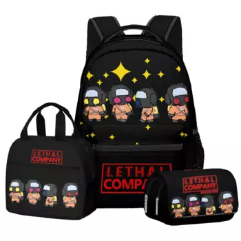 Роскошная популярная новинка Lethal Company с 3D принтом, 3 шт./компл., школьные сумки для студентов, дорожный рюкзак для ноутбука, сумка для обеда, пенал