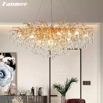 Роскошная стеклянная люстра в форме капли воды, зеркальная Современная Золотая алюминиевая Подвесная лампа, Потолочная люстра для столовой, светильник