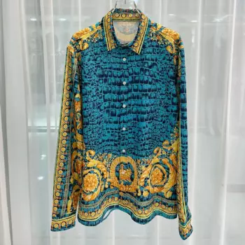 Роскошная женская Повседневная рубашка с длинным рукавом и цветочным принтом