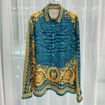 Роскошная женская Повседневная рубашка с длинным рукавом и цветочным принтом