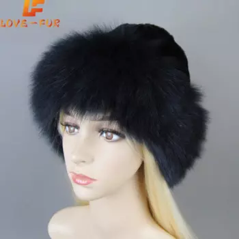 Роскошная зимняя женская вечерняя модная меховая шапка Skullies, женские вязаные шапки из натурального лисьего меха, женские шапки, однотонная шапка из меха кролика рекс
