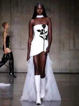 Роскошное дизайнерское белое свадебное вечернее платье, женское элегантное облегающее платье без бретелек с сетчатой тканью для торжества