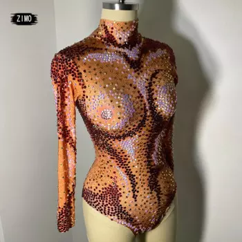 Роскошное Женское боди стразы, эластичное трико, костюм для вечеринки в честь Дня Рождения, ночного клуба, джаза, выступления, танцев на шесте, сценический костюм королевы