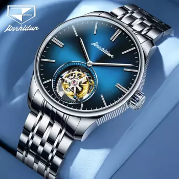 Роскошные брендовые автоматические механические наручные часы JSDUN с турбийоном для мужчин, сапфировое зеркало, водонепроницаемые мужские часы из нержавеющей стали