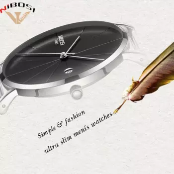 Роскошные Брендовые мужские часы Saat Nibosi с сетчатым ремешком, модные простые часы, мужские черные ультратонкие часы для мужчин, мужские часы