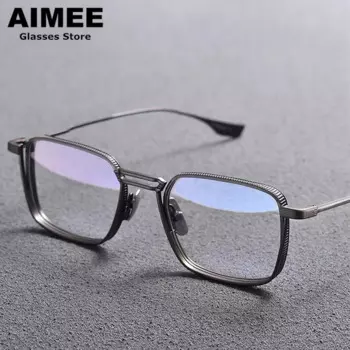 Роскошные брендовые оправы для очков из чистого титана, мужские оптические очки по рецепту, женские винтажные квадратные очки для близорукости DTX125 Oculos