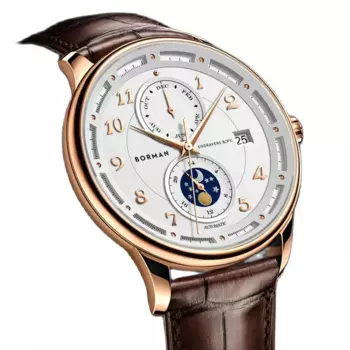 Роскошные брендовые швейцарские автоматические механические мужские часы BORMAN с сапфировым стеклом, многофункциональные водонепроницаемые часы с фазой Луны BM3869
