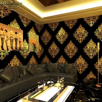 Роскошные черные блестящие обои beibehang, обои для телевизора, обои из золотой фольги, потолочные обои, обои 3D
