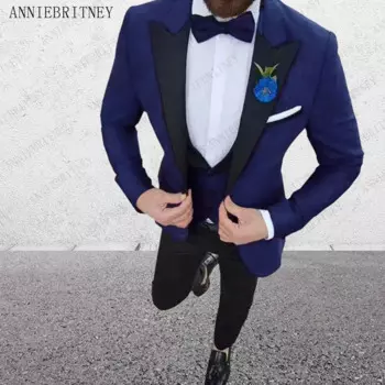 Роскошные двубортные свадебные костюмы для мужчин, облегающий костюм-тройка, смокинг под заказ, Мужской Блейзер, элегантные костюмы для мужчин, 2023