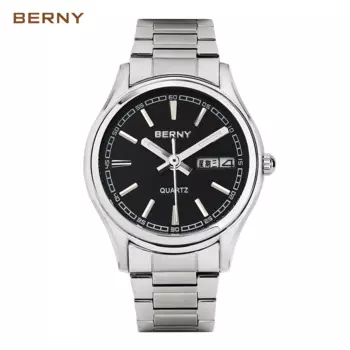 Роскошные кварцевые часы BERNY для мужчин, ультратонкие японские часы из нержавеющей стали с календарем, водонепроницаемые простые мужские наручные часы