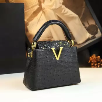Роскошные модные женские сумки из натуральной кожи с буквой V, маленькая сумка через плечо со страусиным принтом, портативные сумки-мессенджеры