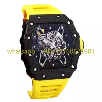 Роскошные мужские автоматические механические часы RAFAEL NADAL красный синий углеродное волокно черный резиновый скелетонизированный циферблат