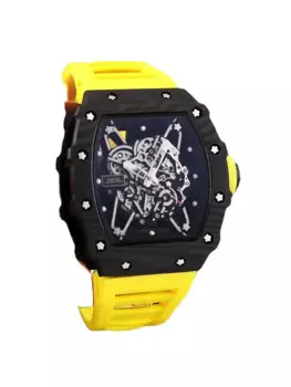 Роскошные мужские автоматические механические часы RAFAEL NADAL красный синий углеродное волокно черный резиновый скелетонизированный циферблат