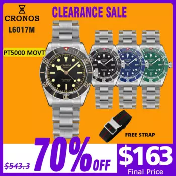 Роскошные мужские часы Cronos 40 мм Diver BB58 винтажные Автоматические наручные часы женские с сапфировыми звеньями 20 бар L6017