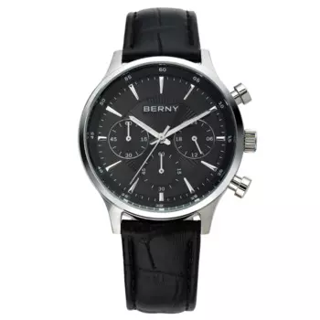 Роскошные мужские часы VD54, 24 часа, наручные часы с хронографом, модные водонепроницаемые кварцевые спортивные часы с ремешком из натуральной кожи, мужские