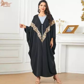 Роскошные открытые Абайи для мусульманской женщины, марокканский кафтан, женское Модное Элегантное Свободное длинное вечернее платье с рукавом «летучая мышь»