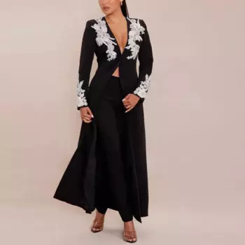 Роскошные платья для матери невесты, серебристые бриллиантовые украшения на заказ, длинные брюки, женские костюмы из 2 частей, уникальный дизайн