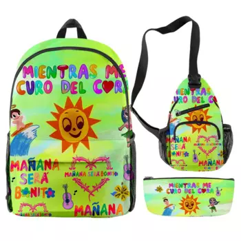 Роскошные популярные забавные Manana Sera Bonito с 3D принтом, 3 шт./компл., школьные сумки для школьников, дорожный рюкзак для ноутбука, нагрудная сумка, пенал