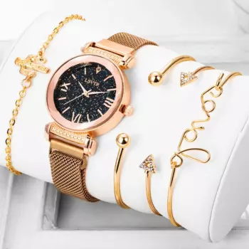 Роскошные женские часы 5 шт. женские магнитные звездное небо часы Женские кварцевые наручные часы женские часы relogio feminino