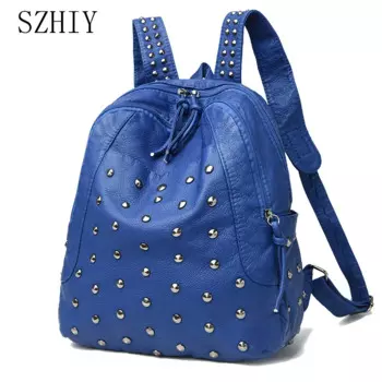 Роскошный дизайнерский рюкзак для женщин, повседневный мягкий ранец с заклепками на спине, роскошная винтажная школьная сумка для студентов