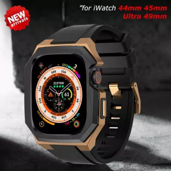Роскошный комплект для часов Apple Watch Series 8 7 45 мм, резиновый спортивный браслет, ремешок для iWatch Ultra 49 мм 6 5 4 SE 44 мм 45