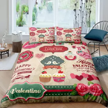 Роскошный комплект постельного белья для домашней гостиной на День святого Валентина с 3D принтом пододеяльник наволочка Детский Комплект постельного белья размеры Queen и King EU/US/AU/UK