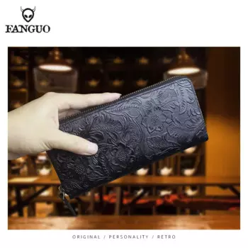 Роскошный кошелек-клатч из натуральной кожи, клатч ручной работы из воловьей кожи, большой вместительный кошелек с держателем для карт, кошелек на молнии для женщин и мужчин