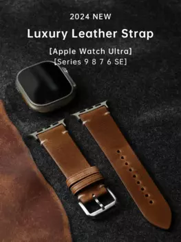 Роскошный кожаный ремешок для часов Apple Watch, Ultra 49 мм, Series 10, 9, 8, 7, 6, SE, 45 мм, 44 мм, 41 мм, 40 мм, кожаный ремешок для часов